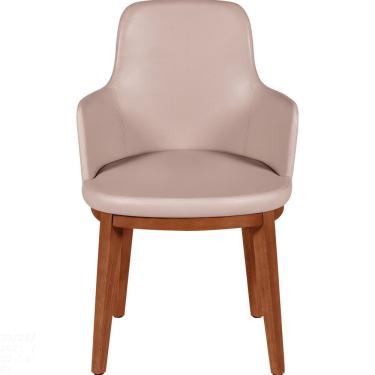 Imagem de Poltrona De Madeira Tramontina London Em Tauari Amêndoa Com Estofado Em Couríssimo Bege Tramontina