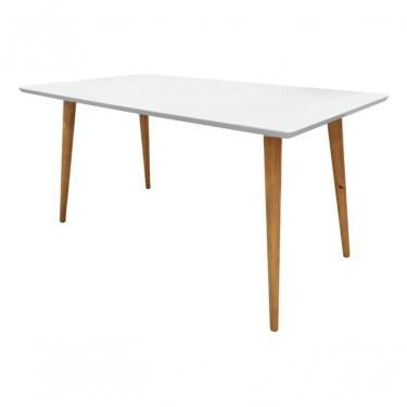 Imagem de Mesa Jantar Pés Palito Retangular Laqueada Com Vidro 100x70 Branco