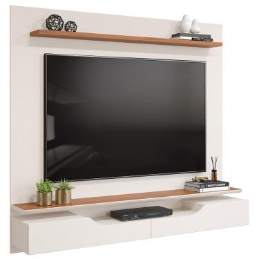 Imagem de Painel Para Tv 60 Pol Com Bancada Suspensa 160cm Lewis D05 Off White Freijó - Lyam Decor