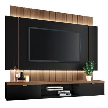 Imagem de Home Suspenso Illusion 1.8 Preto-castanho Para Tv Até 55? - Hb Móveis Preto-castanho