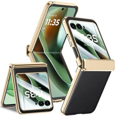 Imagem de YQODSZ Capa para Motorola Razr 2025 com proteção de dobradiça, capa de couro PU premium com protetor de tela traseira resistente a arranhões à prova de choque cobertura total para Motorola Razr 60
