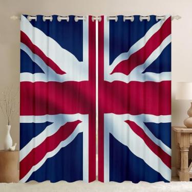Imagem de Erosebridal Cortinas blackout Union Jack, cortinas retrô com bandeira do Reino Unido para crianças, meninos e meninas, cortinas e cortinas vintage com isolamento de Londres, cortinas de janela