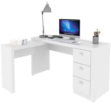 Imagem de Mesa de Canto para Escritório em L Angular com 3 Gavetas