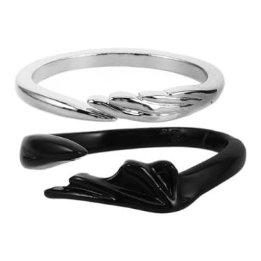Imagem de 2 pçs aberto de asas de anjo demônio para homens e mulheres Dragon Wing ajustável preto branco presente