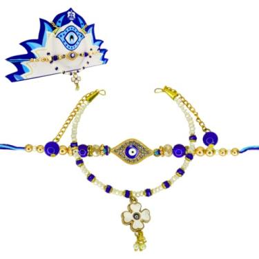 Imagem de MANUSHYA LIFE | Conjunto de 2 | Olho turco Rakhi para irmão e Bhabhi | Conjunto de Rakhi para irmão | Lumba para Bhabhi | Pulseira para bhabhi |rakhi para bhaiya bhabhi, free, Plástico, Sem Pedra