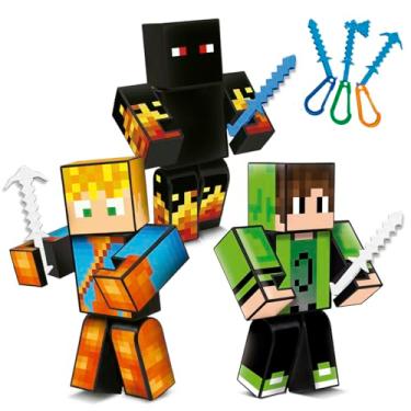 Imagem de Kit Bonecos Mine Athos Lopers Cadres Youtubers 25cm 3un craft