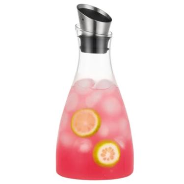 Imagem de Purefold Garrafa de vidro de 1,247 g com tampa de aço inoxidável, jarra de chá gelado, pote de suco, máquina de chá e café, utensílios de bebida perfeitos para jarra de água quente e fria