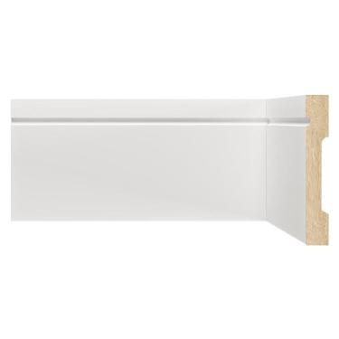 Imagem de Kit Rodapé de MDF 20 Barras Frisadas de 10cm x 2,40m Rende 48 Metros Moldufama Branco
