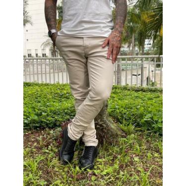 Imagem de Calça Masculina De Sarja C/Elastano Lycra - Denver Jeans , Caqui, 44