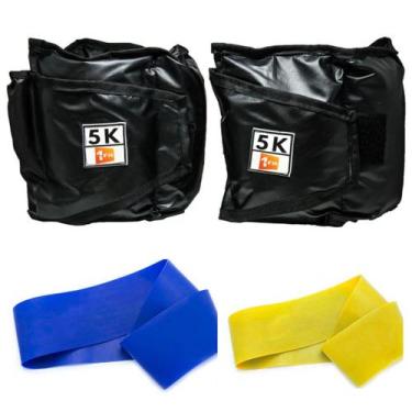 Imagem de Kit Caneleira/Tornozeleira Peso 5Kg + Mini Band Níveis Leve e Média 1 