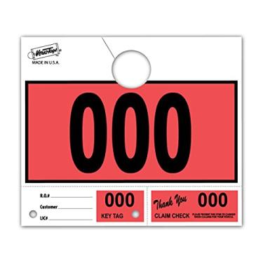 Imagem de Versa-Tags 1000 etiquetas vermelhas de serviço de revendedor de carros números de envio de serviço, etiquetas de chave numeradas do departamento de serviço para oficina mecânica chaveiro de 3 partes