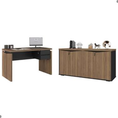 Imagem de Mesa de Escritório e Balcão Morretes Nogal Preto - CASA H