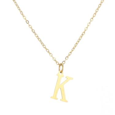 Imagem de SHE LIAN Colar com pingente personalizado com letra inicial delicada e delicada para presentes femininos, Small, Aço inoxidável, Sem Pedra Preciosa