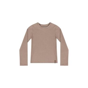 Imagem de Blusa Manga Longa Básica em Ribana Canelada para Menina Quimby, Marrom