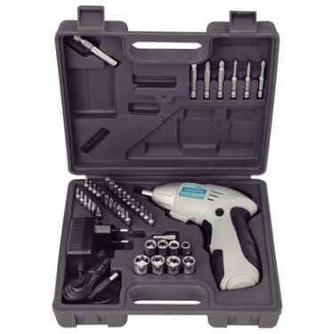 Imagem de Parafusadeira Tramontina 1/4" para Uso Doméstico a Bateria Ni-Cd 4,8 V com Maleta - 46 Peças