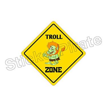 Imagem de StickerPirate Troll Zone Placa engraçada de metal novidade alumínio