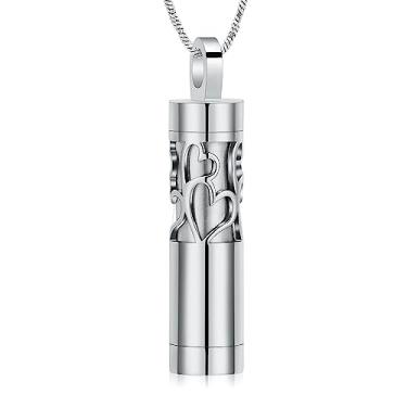 Imagem de Yinplsmemory Colar de urna cilíndrica de cremação árvore da vida para cinzas, colar de lembrança de um ente querido, Aço inoxidável, aço inoxidável