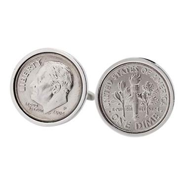Imagem de Abotoaduras masculinas Worldcoincufflinks banhadas a ródio 16º aniversário de casamento abotoaduras para homens 2004 moedas
