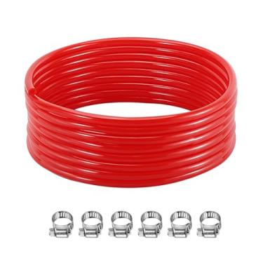 Imagem de Kit de linha de gás CO2 Hgkeke Beer Linha de gás de cerveja Homebrew Linha de CO2 5/16 Tubo de gás CO2 vermelho Linhas de barril de mangueira de CO2 para Kegerator Draft Beer Keg Acoplador de barril