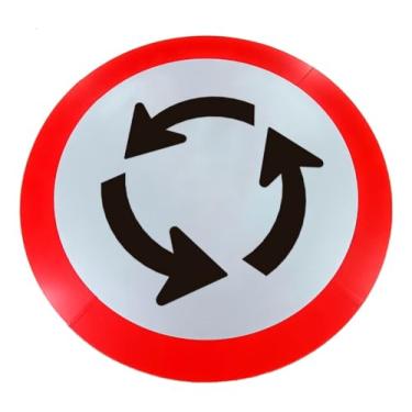 Imagem de Kit 5 Placas de Sinalização, Condomínio, Rotatória, Refletiva, 50cm, em ACM 3mm (alumínio composto)