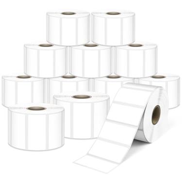 Imagem de L LIKED Etiquetas térmicas diretas de 5 cm x 2,5 cm, etiquetas de endereço de código de barras perfuradas e compatíveis com impressoras Rollo, Zebra e outras impressoras de mesa (12 rolos, 15600