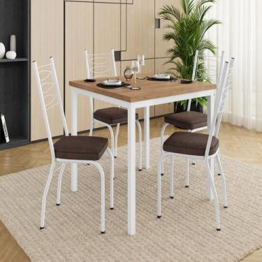Imagem de Conjunto Sala de Jantar Mesa Quadrada 90cm Tampo BP com 4 Cadeiras Adr