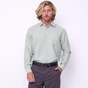 Imagem de Camisa Masculina Social Tecido Microfibra Verde Manga Longa - Blink Je