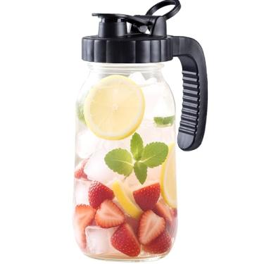 Imagem de Jarro de vidro de 2 litros com tampa 1,8 l de boca larga para água fria e quente de 1,8 litro de jarro de café para geladeira, limonada, bebidas, leite materno, suco, recipiente de chá gelado frio