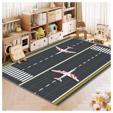 Imagem de Tapete infantil, tapete para quarto infantil, parque de estacionamento divertido, tapete de vida urbana, tapete lavável antiderrapante para crianças (pista de ar, 99 x 150 cm)