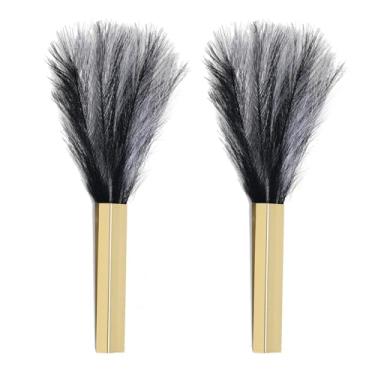 Imagem de Pretty Jolly Vaso de metal moderno para decoração de parede Boho Pampas, flores artificiais para sala de estar, quarto, branco, preto, conjunto de 2 dourados