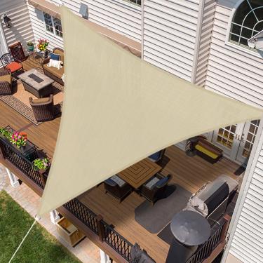 Imagem de FLORALEAF Guarda-Sol Vela Bege 6'X6'X6' Triângulo Resistente Cobertura Bloqueio Uv Tecido Permeável Ao Ar Para Pátio Livre Jardim Quintal Toldo