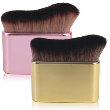 Imagem de Pacote com 2 pincéis autobronzeadores, autobronzeador profissional, Kabuki, pó, base, blush, sombra, bronzer, escova facial e corporal