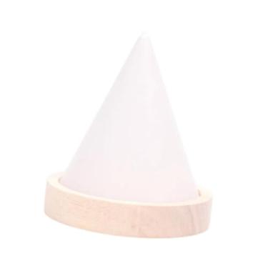 Imagem de Vaveren Suporte de anel de madeira, suporte de joias, em formato de cone de noivado, organizador de joias para pulseira, colar, armário, cômoda de loja, Branco