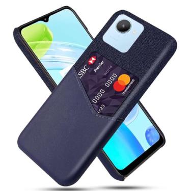 Imagem de Capa para Realme C30,Anti-deslizamento,Proteção contra quedas de 360°,Resistência à impressão digital,Tela e caso de couro PU com 1 slot de cartão atrás-Blue