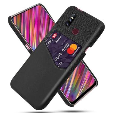 Imagem de Capa para VIVO V15,Anti-deslizamento,Proteção contra quedas de 360°,Resistência à impressão digital,Tela e caso de couro PU com 1 slot de cartão atrás-Black