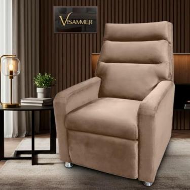 Imagem de Poltrona do Papai Reclinavel Confortavél Estofada com Espuma Tecido Veludo Idosos Sala (capuccino)
