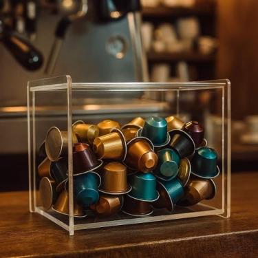 Imagem de Porta Cápsulas de Café em Acrílico Cristal 4mm  Expositor de Luxo Orga