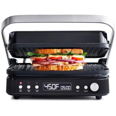Imagem de Grill Elétrico Multifuncional 6 em 1 Antiaderente de Cerâmica, Opções de Aquecimento Duplo e Prensa Fechada, 110V 1600W, GreenPan, Preto