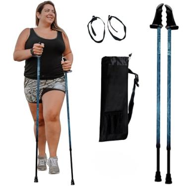 Imagem de York Nordic Bastões de caminhada motivadores grandes e altos para equilíbrio e reabilitação – 2 peças – travas de botão fortes, pés de borracha destacáveis, bolsa de viagem – para alturas de 1,2 m a