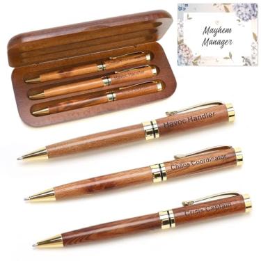 Imagem de Melhor conjunto de canetas de madeira com suporte, presentes de coordenador de caos para mulheres, presentes de chefe para homens, supervisores, presentes para chefe, liderança, enfermeira, gerente de