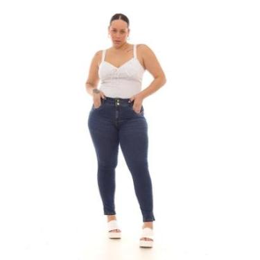 Imagem de CALÇA JEANS SKINNY PLUS SIZE FEMININA CINTURA MÉDIA CÓS DUPLO 22989-Feminino