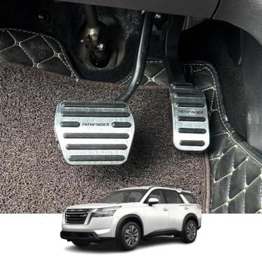 Imagem de Kakash Acessórios interiores personalizados para Nissan Pathfinder 2022 2023 2024 2025 capas de pedal de acelerador a gás de liga de alumínio, antiderrapante, sem perfuração, pastilhas de pedal de