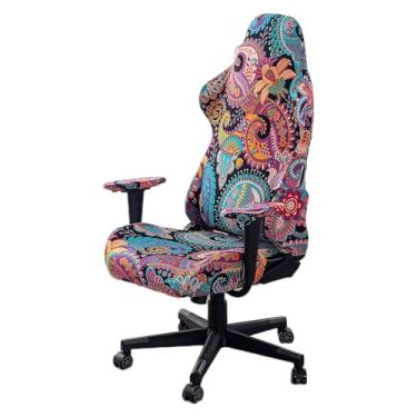 Imagem de Kitegrese Capas para cadeira de jogos, conjunto de capas de cadeira de jogos com estampa universal, com capas de braço - 4 peças (sem cadeira) (M)