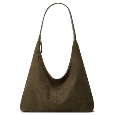 Imagem de Bolsa feminina moderna de camurça crescente, bolsa transversal, alça superior, bolsa de viagem, faculdade, trabalho, bolsa, Verde, Small