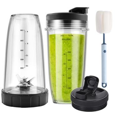 Imagem de Copos de liquidificador Ninja de substituição e lâmina 6 peças, copos Ninja de 680 g para liquidificador e substituição de lâmina de 7 quilhas, peças de reposição para liquidificador Ninja para Auto