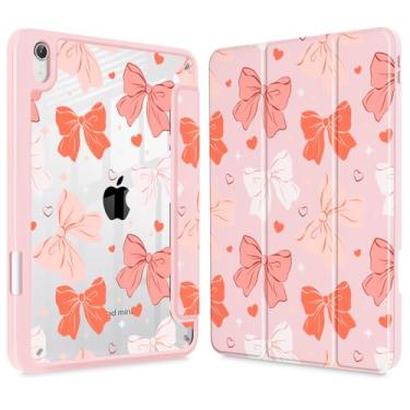 Imagem de Lepeoac Capa fina para iPad mini 7 (A17 Pro, 7ª geração) 2024/iPad mini 6 (6ª geração) 8,3 polegadas, [suporte de lápis embutido] capa à prova de choque, capa traseira transparente transparente e