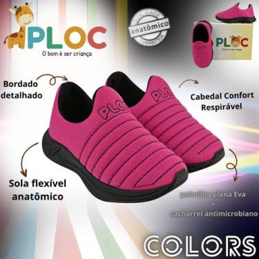 Imagem de Tênis Infantil Ploc Colors Anatômico, Pink sola preta, 29