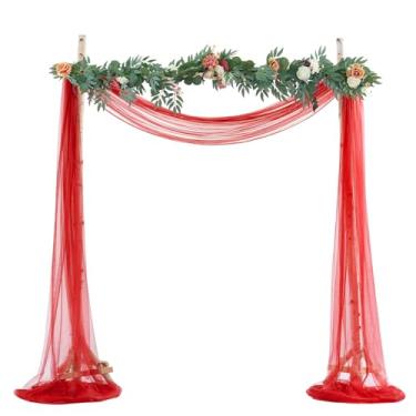 Imagem de BOYOUTH Cortinas de voile transparente para casamento, cortina de tule longo de tule para festas de aniversário, cerimônia, recepção, palco, decoração, vermelha, 150 x 60 cm, 1 painel