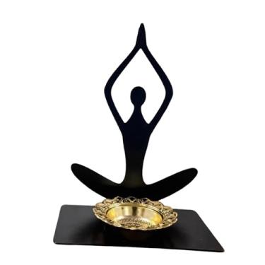 Imagem de Fenteer Suporte de cone de incenso para ioga, queimador de incenso, arte em ferro, peça central de mesa, ornamento de mesa para sala de estar, meditação, Style a