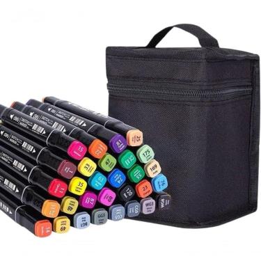 Imagem de Conjunto De Canetinhas Marcador Permanente Ponta Dupla 48 Cores